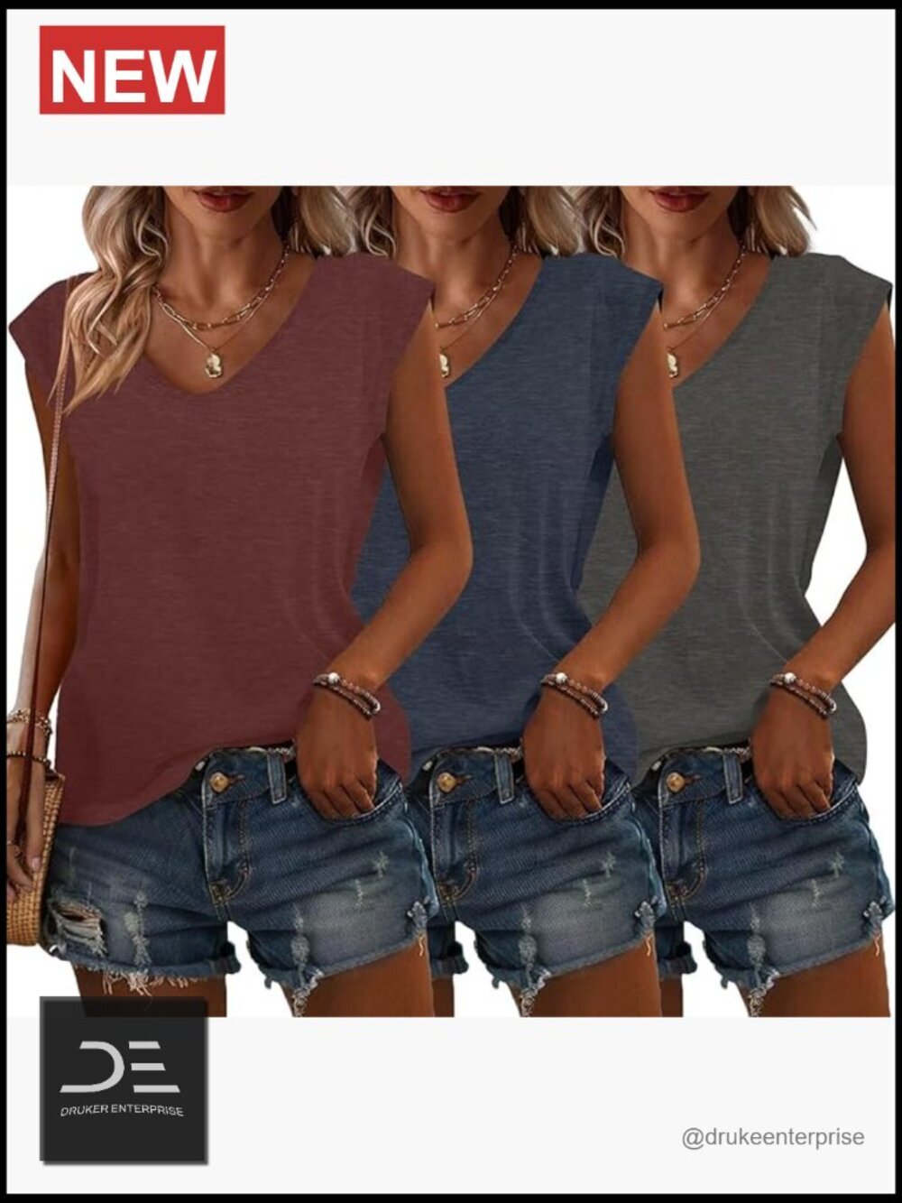 3 Pack V Neck Cap Sleeve T Shirts Summer Workout Tops Blouse
